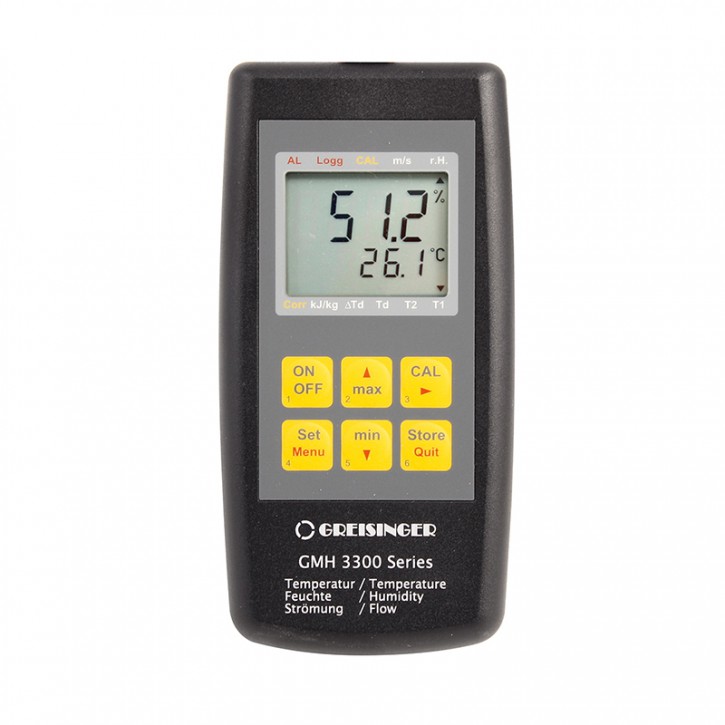 GMH 3351 | measuring device for humidity, temperature and flow rate with logger