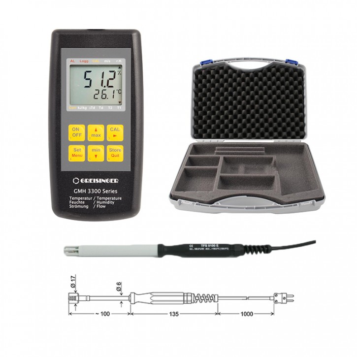GMH 3331-TFS-GOF | complete set for measurement of air humidity/flow rate/temperature